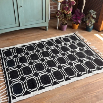 Sekizgen El Dokuma Yün Kilim (Octagon Hand-woven Wool Kilim Rug) - A0013