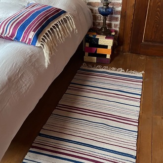 12 El Dokuma Pamuk Kilim ve Kırlent Kılıfı Seti (Hand-woven Cotton Rug & Throw Pillow Cover)