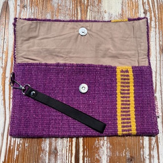 +3 renk/Geçişli Elde Yün Dokuma Çanta (Hand-woven Wool Clutch)