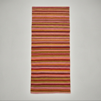 Pembe Çizgili El Dokuma Yün Kilim (Pink Striped Hand-woven Wool Kilim Rug)