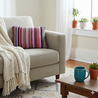 Diğer renkler için tıklayın. El Dokuma Pamuk Kırlent Kılıf (Hand-woven Cotton Pillow Cover)