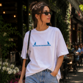 HİTCHCOCK'UN KUŞLARI OVERSİZE BEYAZ TSHIRT SERİSİ