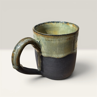 Stoneware Kupa | 500 ml | Antrasit & Moss Yeşil Mat Dokulu