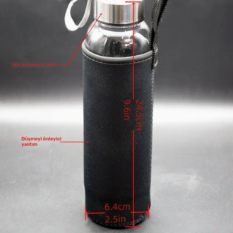 Amestist Taşlı Metal ve Cam Su Şişesi
