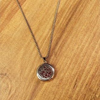 Aromaterapi Kolyesi- Difüzör-Silver- Kırmızı Keçe