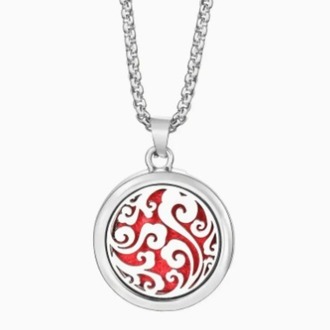 Aromaterapi Kolyesi- Difüzör-Silver- Kırmızı Keçe