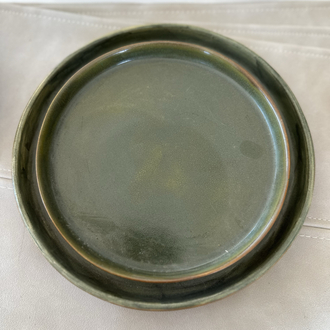 Yeşil & Kahve Dik Kenarlı Tabak 24 cm
