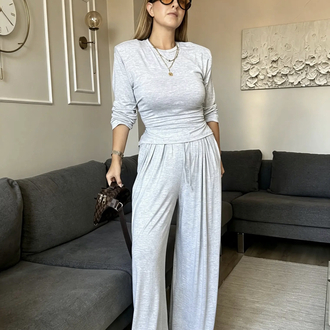Vatkalı Bluz Pantalon Takım