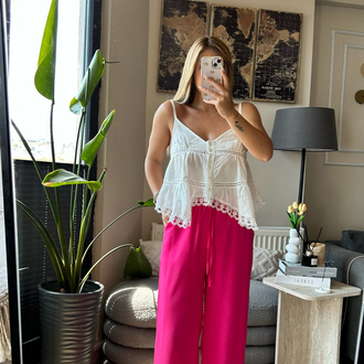 Fuşya Pembe beli lastikli Pantalon