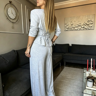 Vatkalı Bluz Pantalon Takım