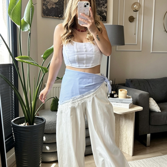 Çıkarılabilir Şal Detaylı Şalvar Pantalon