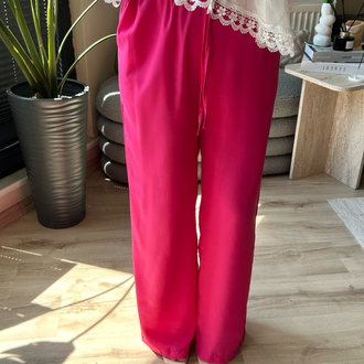 Fuşya Pembe beli lastikli Pantalon