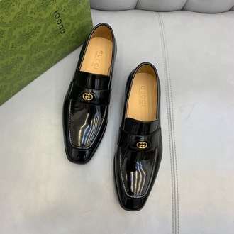 Gucci Adene Gg Leather Loafers - Black 38-47