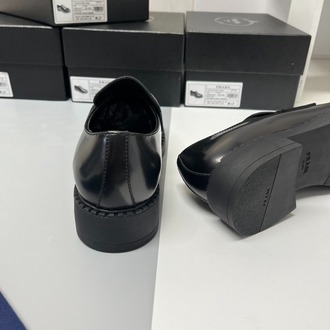 Prada Chocolate Fırçalanmış Deri Makosen Siyah 38-45