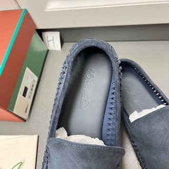 Loro Piana Summer Walk Loafer Suede Blue 39-45