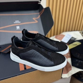 Zegna Black Crocodile Leather Triple Stitch SECONDSKIN 38-46