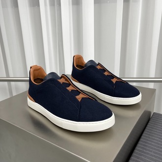 Zegna Navy Blue Wool Triple Stitch Sneakers 39-46