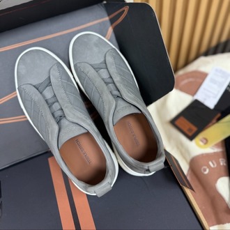 Zegna Grey Crocodile Leather Triple Stitch SECONDSKIN 38-46