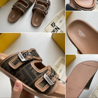 Fendi Feel Sandals Fabric Brown 39-46