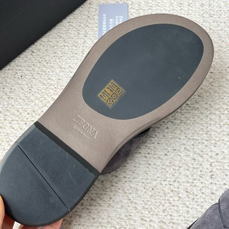 Zegna Almond Grey Suede Slides 39-45
