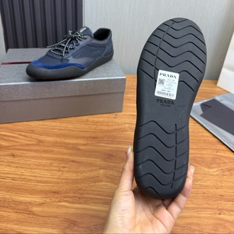 Prada Navy Speedrock leather and mesh fabric sneakers 39-45
