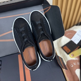 Zegna Black Crocodile Leather Triple Stitch SECONDSKIN 38-46