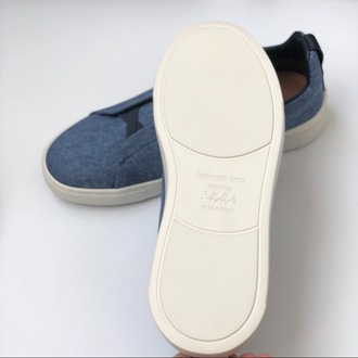 Zegna Triple Stitch Dark Teal Blue Cotton Linen and Leather 39-45