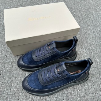 Santoni Sport Lacivert Erkek Deri Sneaker 39-47