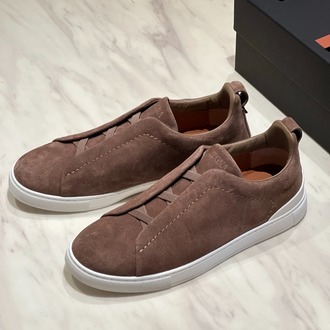 Zegna Dark Beige Suede Triple Stitch™ Sneakers 39-46