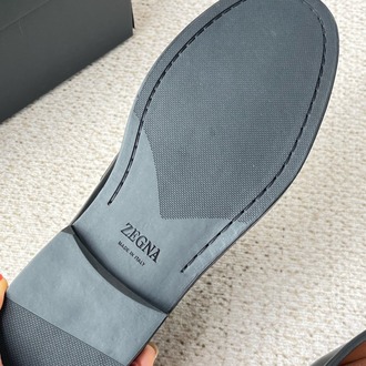 Zegna Black Leather Mocassin Corso Loafers 39-45