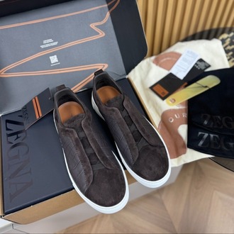 Zegna Brown Crocodile Leather Triple Stitch SECONDSKIN 38-46