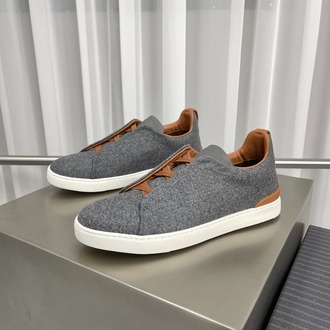 Zegna Grey Mélange Wool Triple Stitch Sneakers 39-46
