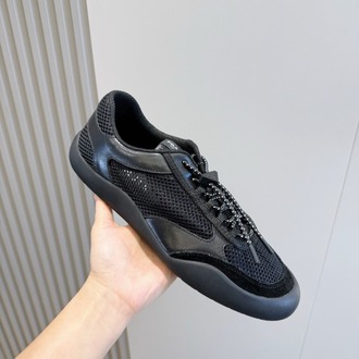 Prada Speedrock Siyah Deri ve File Erkek Spor Ayakkabı 39-45