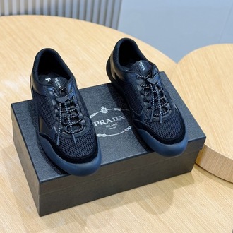 Prada Speedrock Siyah Deri ve File Erkek Spor Ayakkabı 39-45
