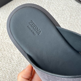 Zegna Almond Grey Suede Slides 39-45