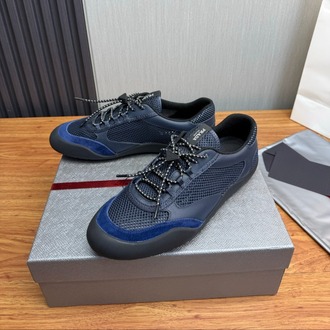 Prada Navy Speedrock leather and mesh fabric sneakers 39-45