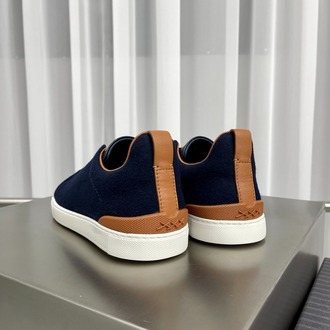 Zegna Navy Blue Wool Triple Stitch Sneakers 39-46