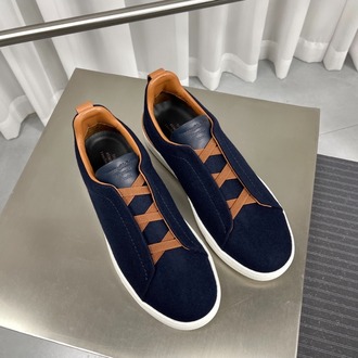 Zegna Navy Blue Wool Triple Stitch Sneakers 39-46