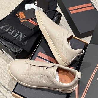 Zegna Beige Deerskin Triple Stitch™ Sneakers 39-46