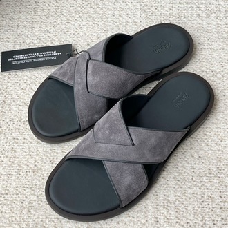 Zegna Almond Grey Suede Slides 39-45
