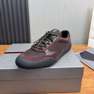 Prada Speedrock Deri ve File Spor Ayakkabı Bordo 39-45