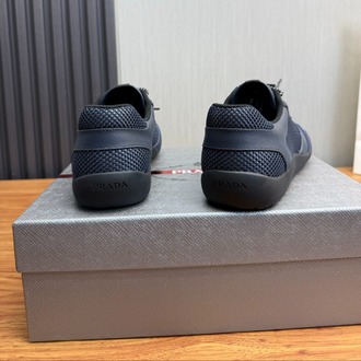 Prada Navy Speedrock leather and mesh fabric sneakers 39-45
