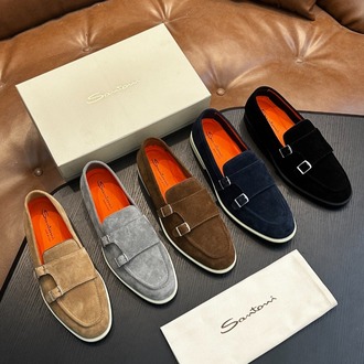 Santoni Süet Kemerli Loafer Erkek Ayakkabı 39-45