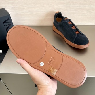 Zegna Black Suede Triple Stitch Sneakers 39-46