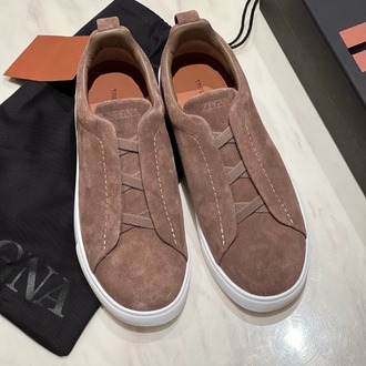 Zegna Dark Beige Suede Triple Stitch™ Sneakers 39-46
