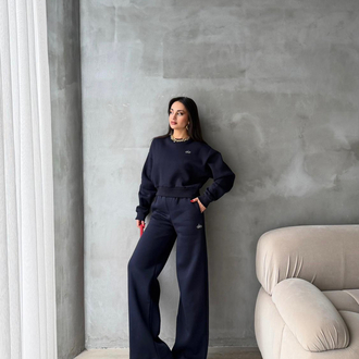 Alo Yoga Kısa Sweatshirt ve Geniş Kesim Eşofman Takımı Lacivert