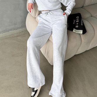 Alo Yoga Kısa Sweatshirt ve Geniş Kesim Eşofman Takımı Gri