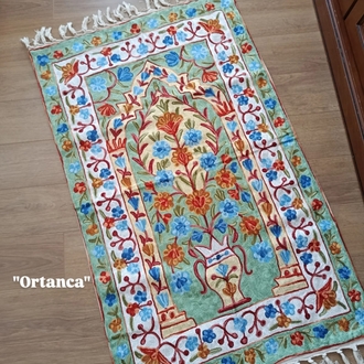 Ortanca model tam işli Kaşmir seccade