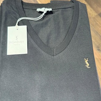 (YSL) YVES SAINT LAURENT Siyah V Yaka Tshirt