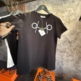 HERMES siyah işlemeli tshirt